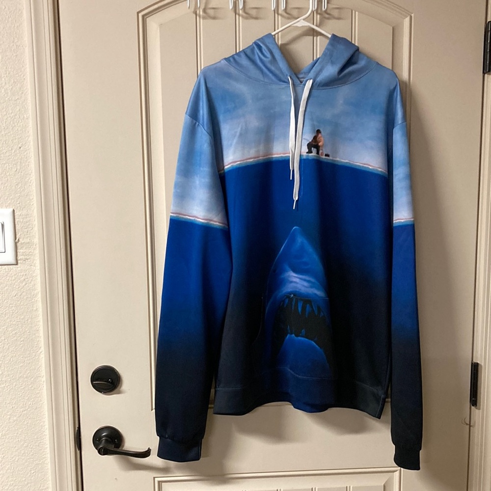 Zootop Bear Fisherman Hoodie Sweatshirt Top Size 5XL Giant Shark Pockets Blue